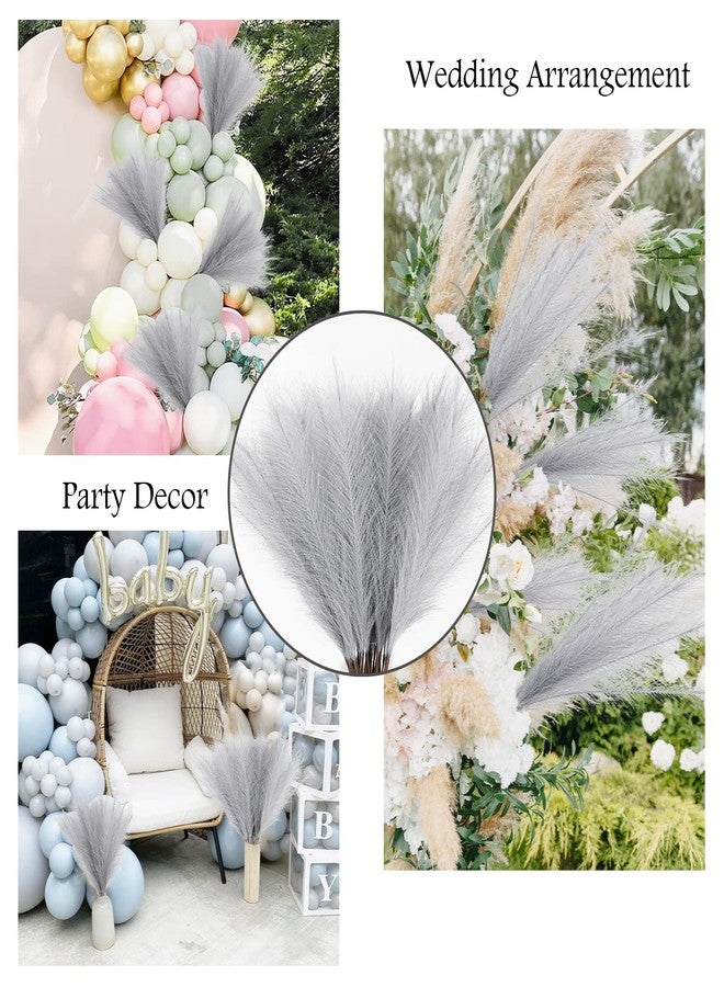 obbsie 50pcs Faux Pampas Grass Grey, 21.6" Short Artificial Pompous Grass Floral Fake Pompas Grass Branches Vase Filler Flower Arrangement for Home Wedding Boho Decor - Image 3